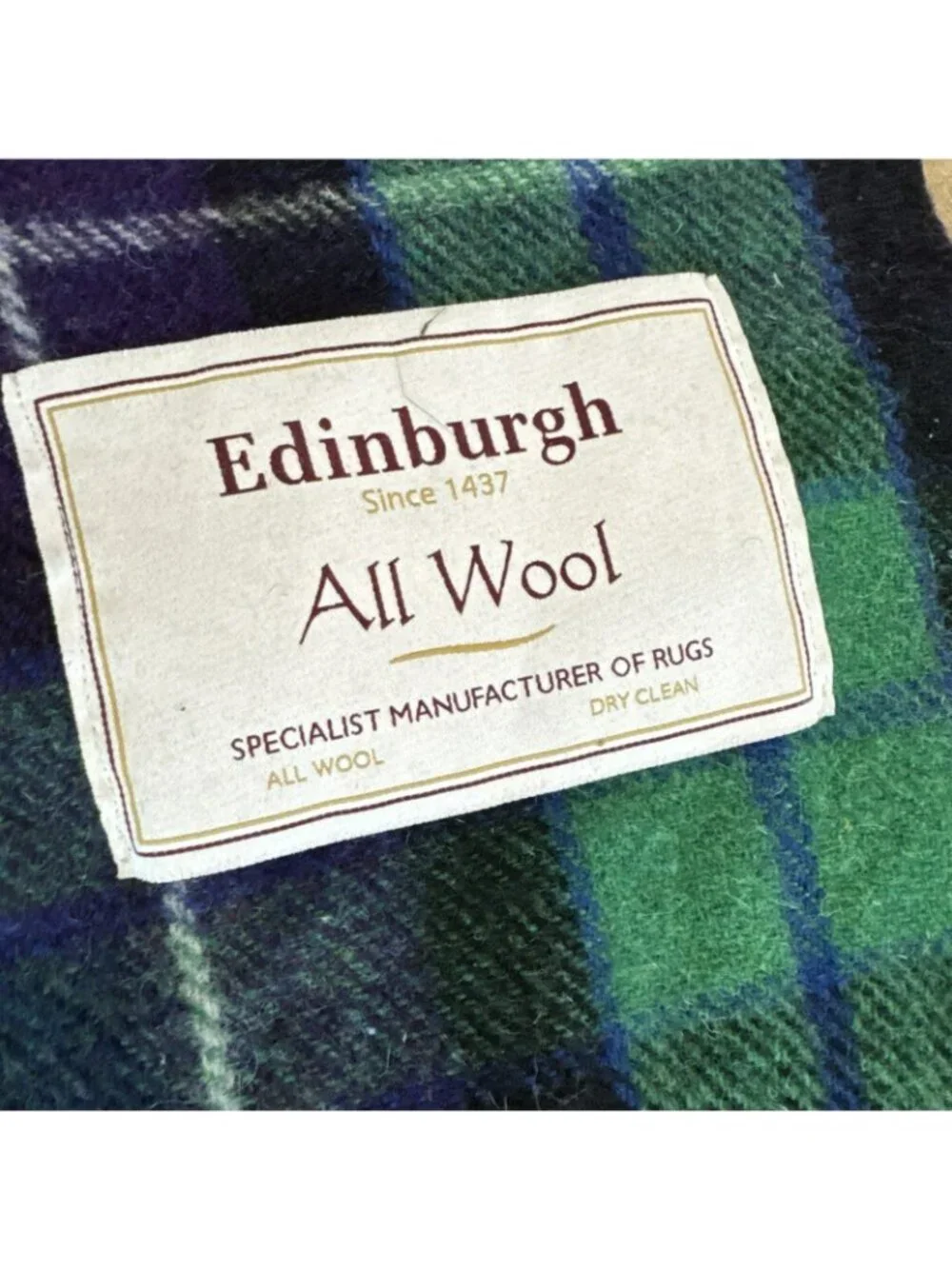Vintage Edinburgh 100% All Wool Tartan Throw Blanket Black Watch Plaid 63